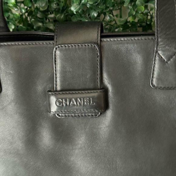 Chanel Black Leather Tote Bag Authentic - Picture 10 of 12